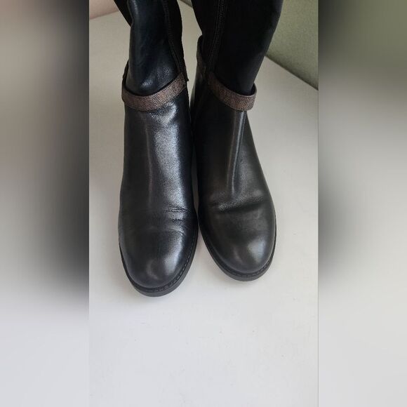 🌸Michael Kors Leather Tall boots Black/Brown Size 7.5 - Picture 4 of 10